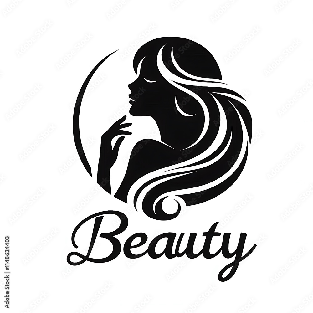 Beauty girl logo silhouette vector style with white background, illustration Beauty girl logo silhouette vector style with white background, illustration