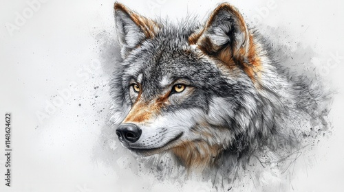 Wallpaper Mural A stunning artistic representation of a wolf, showcasing its piercing gaze and majestic fur, capturing the essence of wild beauty in nature. Torontodigital.ca