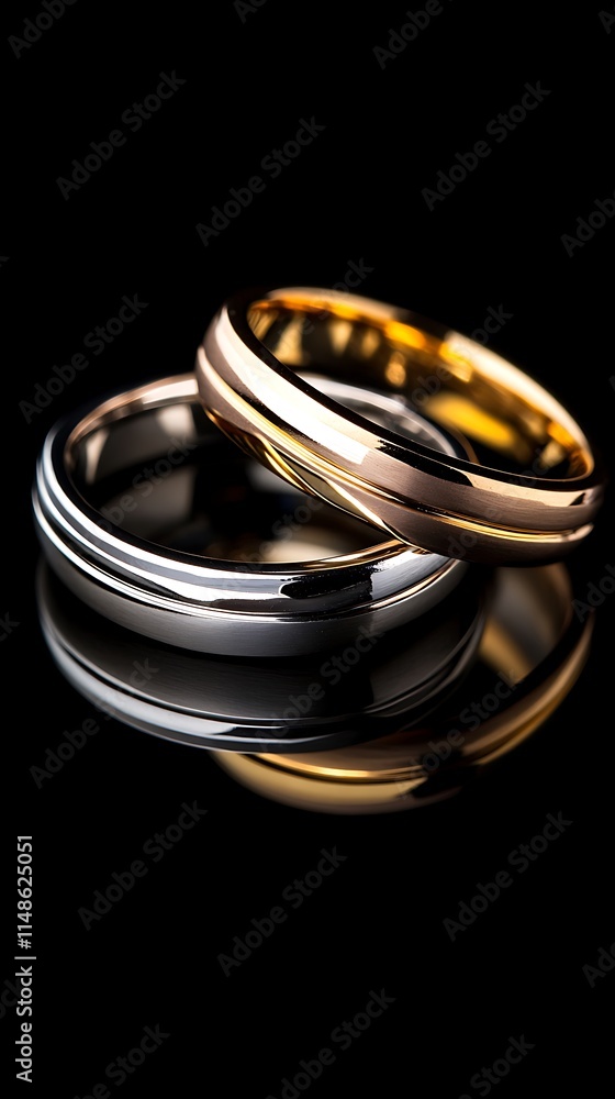 Wedding rings with diamonds on a black background close up Wedding rings with diamonds on a black background close up