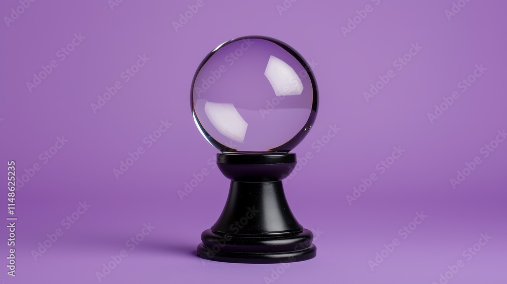 Crystal Ball on Black Stand with Purple Background for Mystical Themes Crystal Ball on Black Stand with Purple Background for Mystical Themes