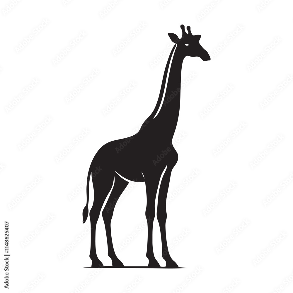 Naklejka premium Minimalistic giraffe silhouette for versatile design purposes - Giraffe black vector 