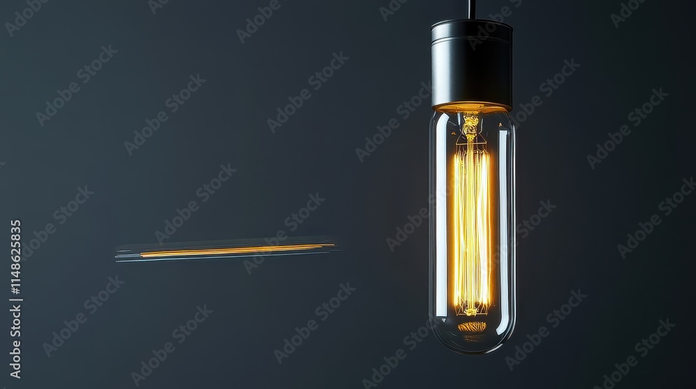 Naklejka premium Vintage Edison Light Bulb with Soft Glow