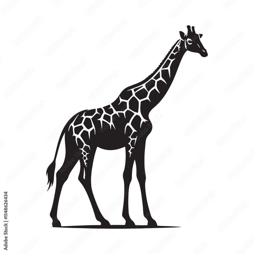 Fototapeta premium Elegant giraffe silhouette for innovative artistic projects - Giraffe black vector 
