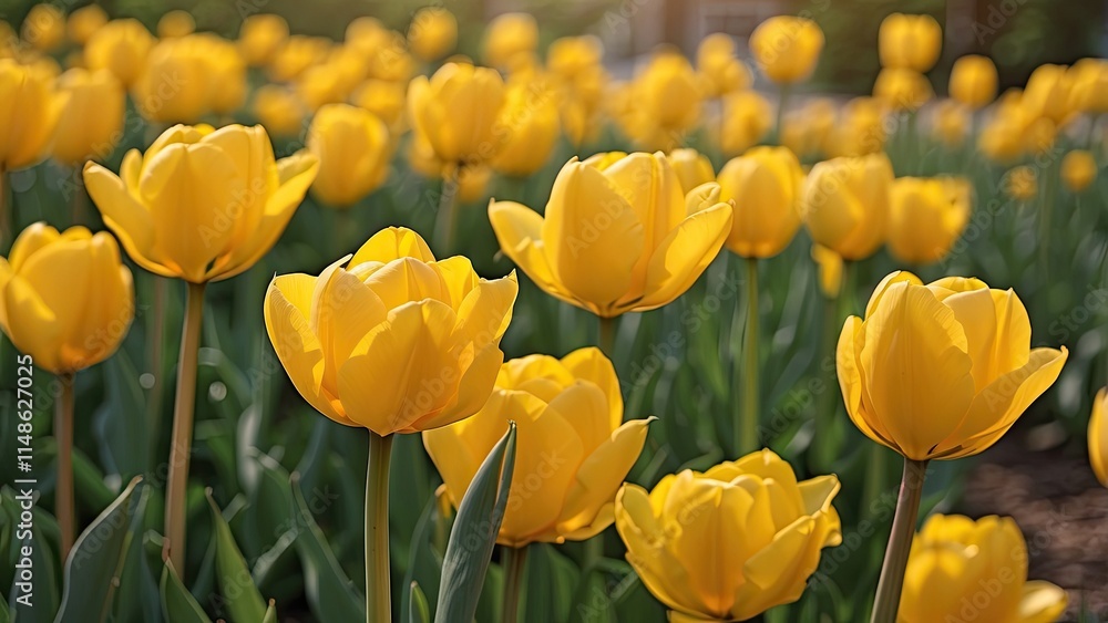 _Spring_garden_Beautiful_yellow_tulip_flo _Spring_garden_Beautiful_yellow_tulip_flo