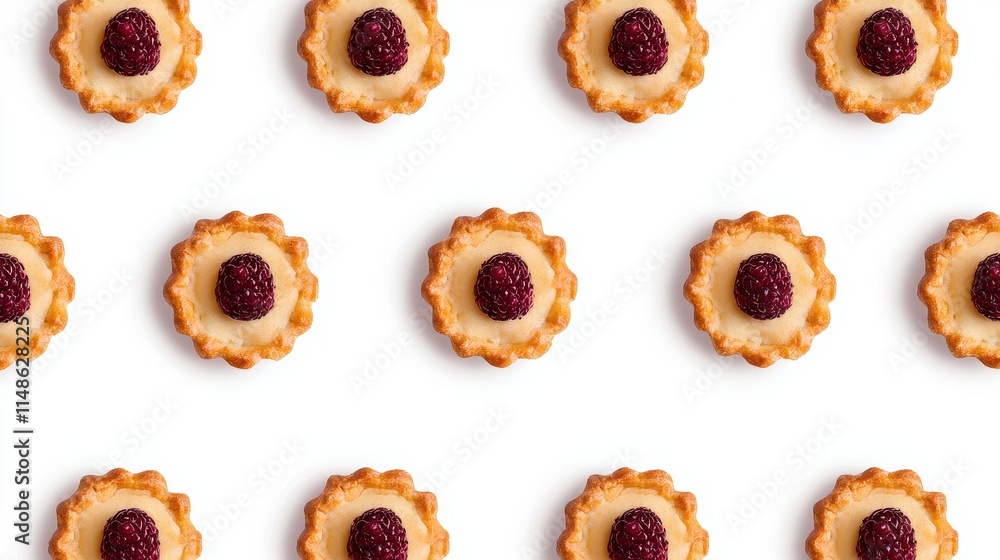 Delicious Raspberry Tarts Arranged in a Delightful Pattern Delicious Raspberry Tarts Arranged in a Delightful Pattern