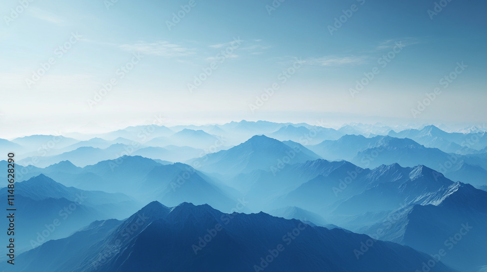 Majestic mountain ranges under a serene blue sky at dawn. Majestic mountain ranges under a serene blue sky at dawn.