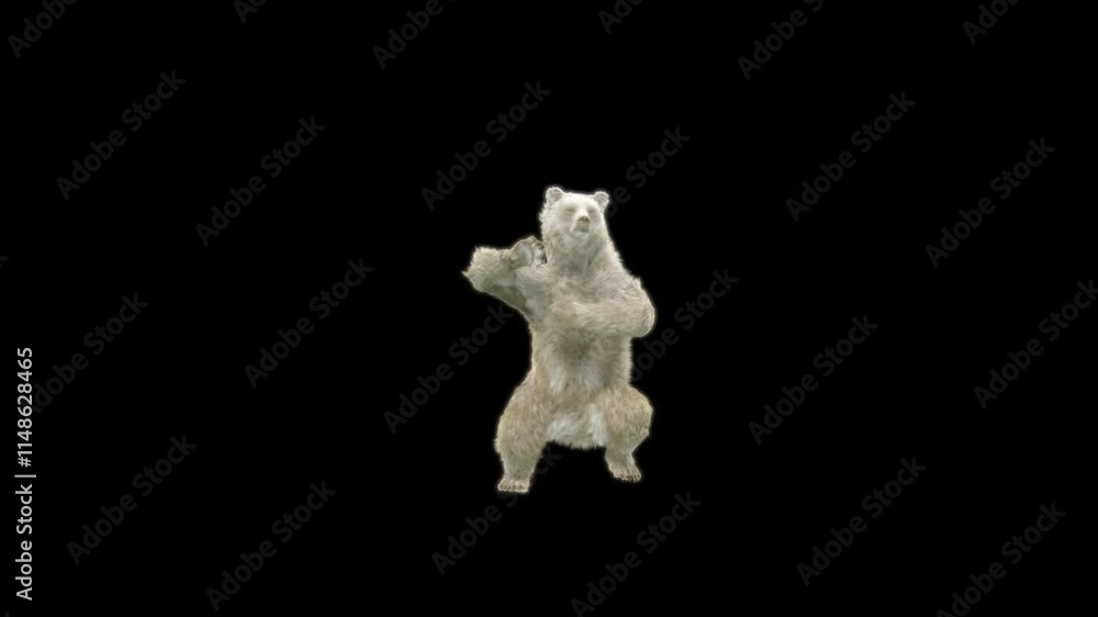 Bear Dancing 3d rendering animal realistic, Animation 3D, Included in the end of the clip with Luma matte.
