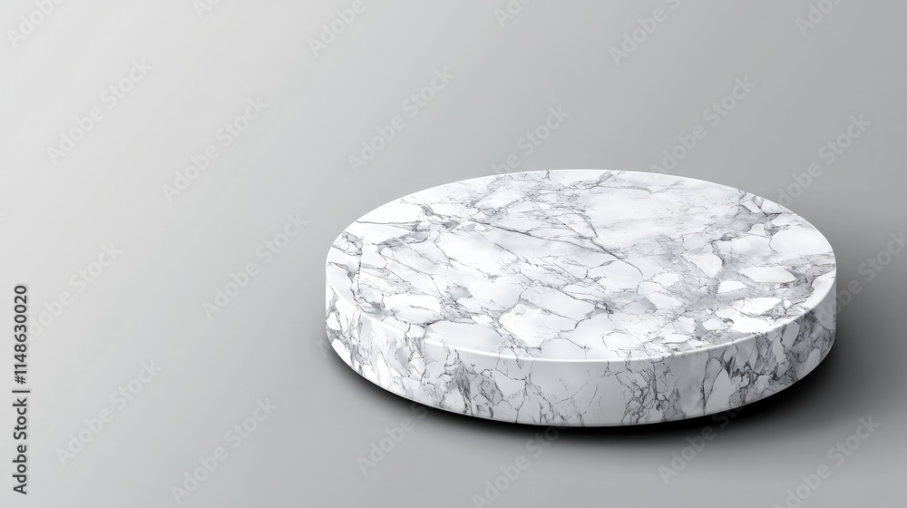 Round white marble pedestal on gray background. Round white marble pedestal on gray background.