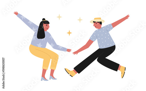 Vector Illustration of a Couple Dancing Swing. Perfect for Dance and Vintage Themed Designs