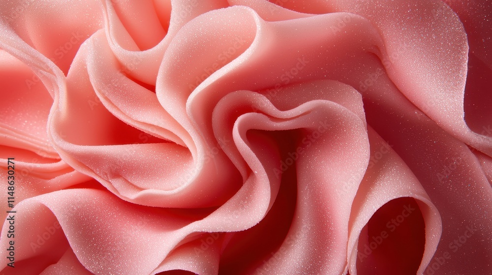 Obraz premium Soft Pink Satin Fabric with Elegant Ruffles and Shimmering Texture