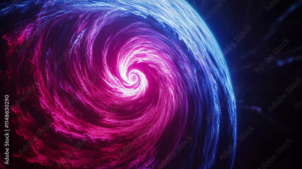 Vibrant whirlpool of pink and blue swirling energy in a cosmic setting. Vibrant whirlpool of pink and blue swirling energy in a cosmic setting.