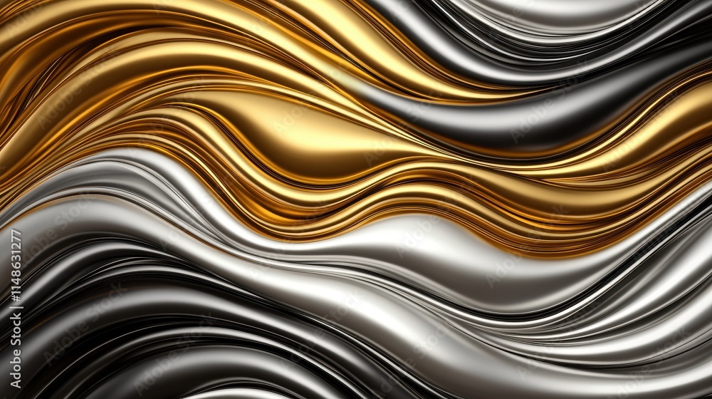 Elegant Metallic Waves of Black Gold and Silver Textures Elegant Metallic Waves of Black Gold and Silver Textures
