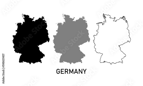 germany map in outline style, black color, gray color	 photo