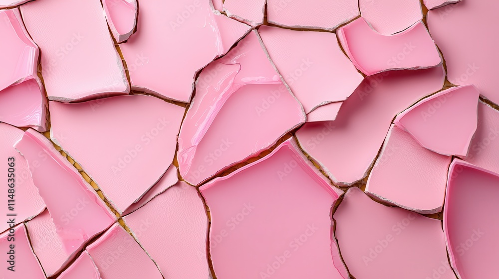 Cracked Pink Surface with Glossy Finish and Textured Patterns Cracked Pink Surface with Glossy Finish and Textured Patterns