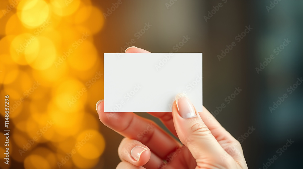 Blank Business Card Mockup in Hand Blank Business Card Mockup in Hand