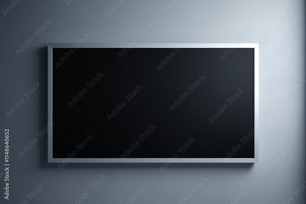 a black television screen hanging on a wall a black television screen hanging on a wall