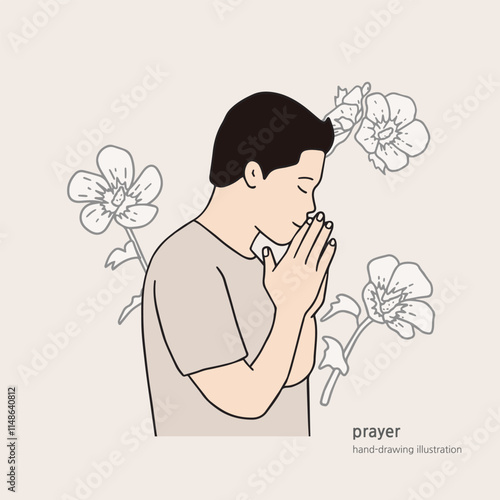 Illustration of a Prayer Man