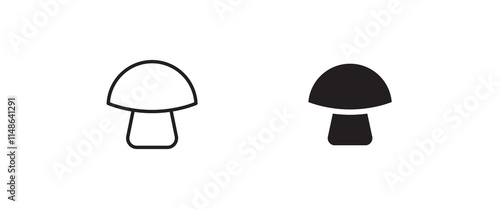 Champignon mushroom icon button, vector, sign, symbol, logo, illustration, editable stroke, flat design style isolated on white