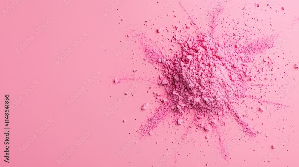 Obraz premium Pink Powder Explosion on Soft Pink Background for Vibrant Design