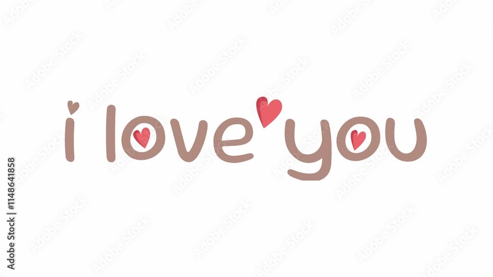 I Love You Text Cute Animation with Hearts I Love You Text Cute Animation with Hearts