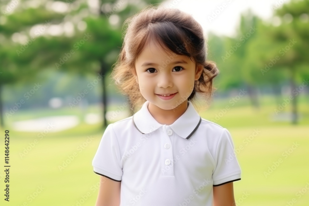 Little asian girl smiling and looking at the camera in the park Little asian girl smiling and looking at the camera in the park
