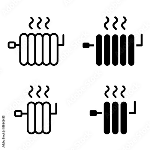 Heating steam icon. Heater electric equipment sign. House temperature control symbol. Heating radiator system pictogram. Home appliance illustration.
