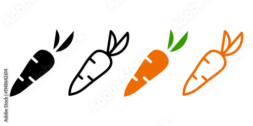 Carrot icon. Vegetable sign. Orange carrot with leaves illustration. Vitamin symbol. Root pictogram.