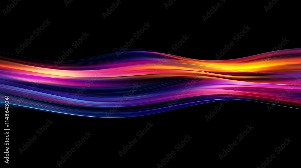 Fototapeta premium Vibrant Abstract Digital Painting: Flowing Neon Waves. AI Generated