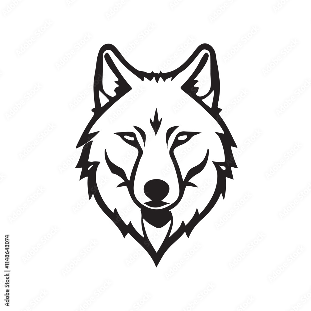 Fototapeta premium Black Wolf Logo Vector Design, Modern Emblem for Branding, T-Shirt, Banner, Poster, and Card