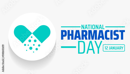 National Pharmacist day background banner or poster design template. observed every year in January. Holiday concept. Use to any Template, card, poster, placard, template.