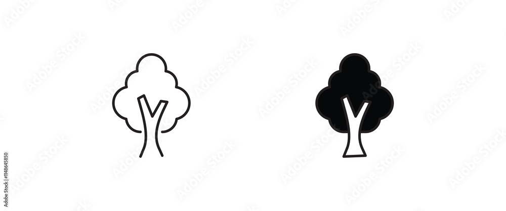 Obraz premium tree icon, forest icon button, vector, sign, symbol, logo, illustration, editable stroke, flat design style isolated on white