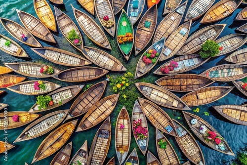 Aerial View: Hundreds of Wooden Boats Bloom on Dhaka's Buriganga River photo