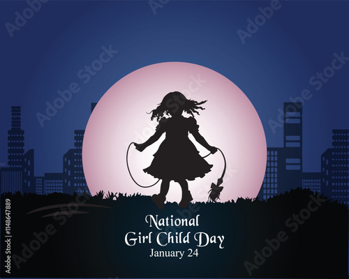 National Girl Child Day, January 24. Social Media Post, poster, card, banner, background Vector Design Template.