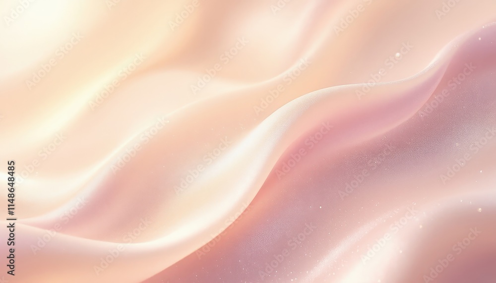 Fototapeta premium Elegant Draped Pink Silk Fabric Texture Background: Soft Peachy Hues and Gentle Waves