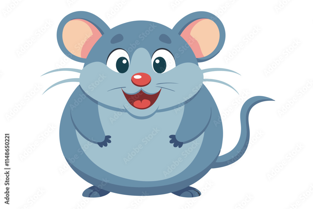 Obraz premium Charming vector illustration of a fat mouse in a cartoon animation style, painted with watercolor effects, isolated on a clean white background, ideal for fun and playful designs