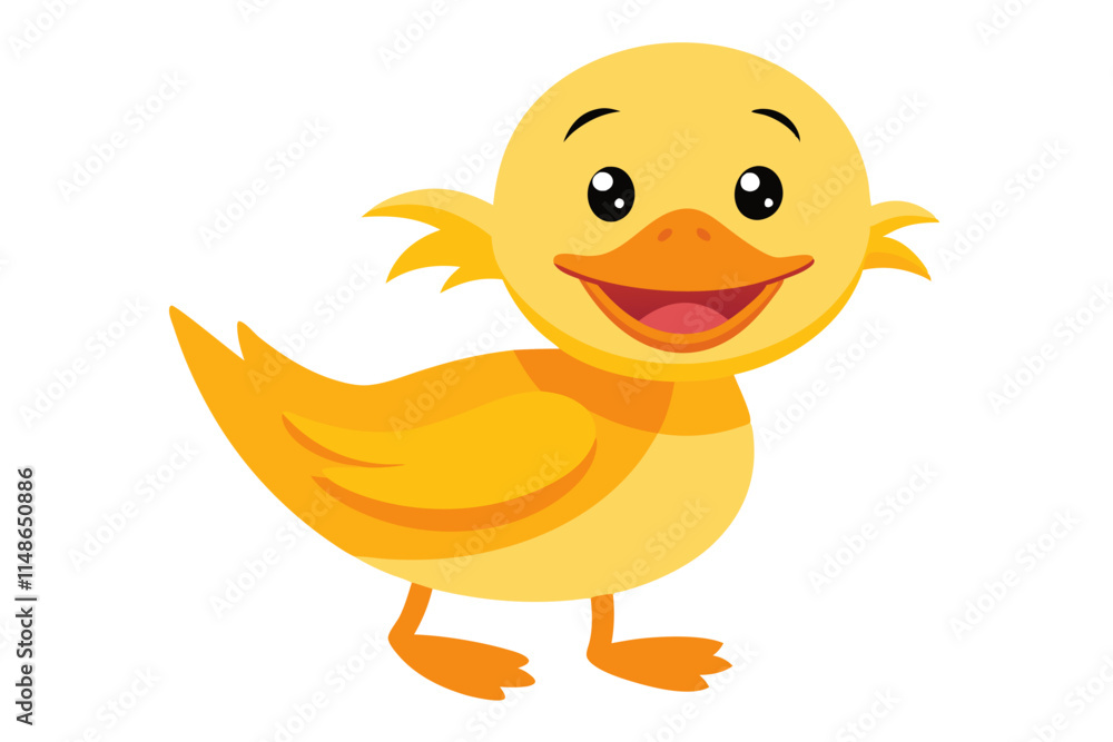 Fototapeta premium Vector Illustration of a Cartoon Animation of Duck Painted in Watercolor, Isolated on a White Background - Digital Art, Cute Animal Design,