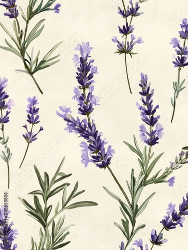 elegant wallpaper of the natural elements rosemary, lavender on pastel background