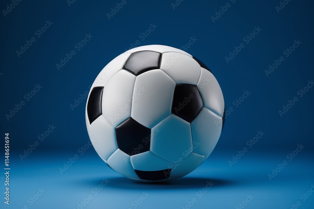 Naklejka premium soccer ball on blue background