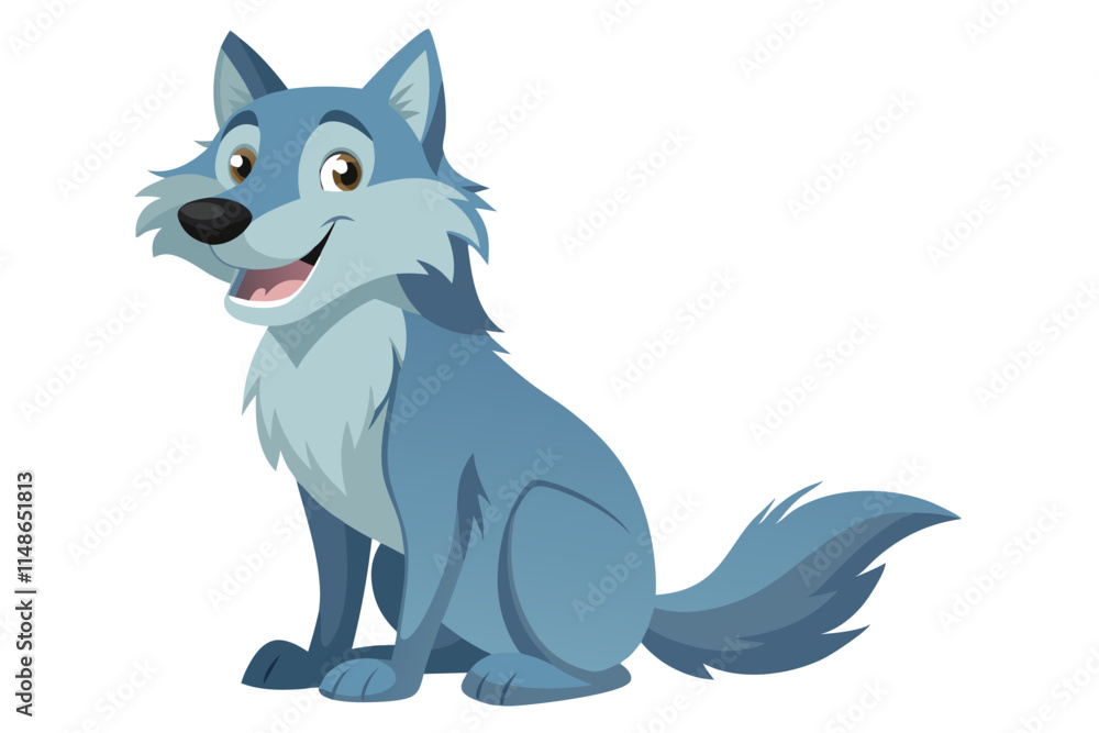 Fototapeta premium Vector Illustration of a Cartoon Animation Wolf in Watercolor, Isolated on White Background - Artistic Wolf Animation Design, Perfect for Creative Projects and Digital Artworks,