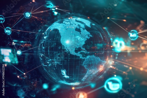 Wallpaper Mural Global Network Digital Connections Illustrating Worldwide Data Flow Torontodigital.ca