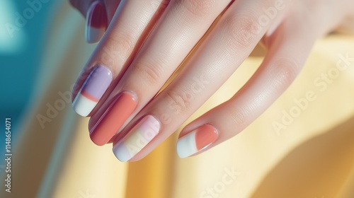 Wallpaper Mural Close-up of  Woman's Hand with Pastel Nail Polish Torontodigital.ca