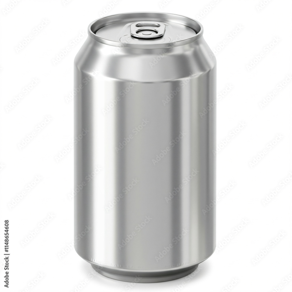 A plain silver aluminum beverage can. A plain silver aluminum beverage can.