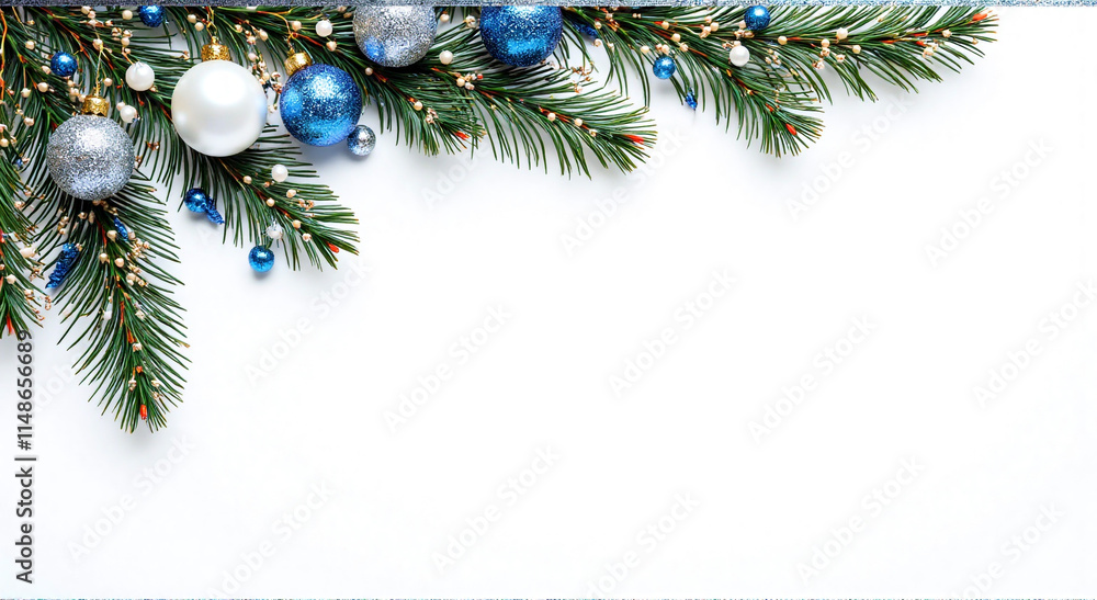 Fototapeta premium christmas background with branches and decorations