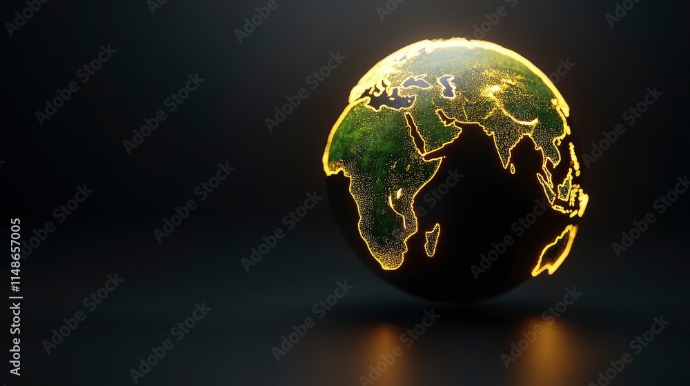 Obraz premium Illuminated Global Sphere A Glowing 3D Earth Model