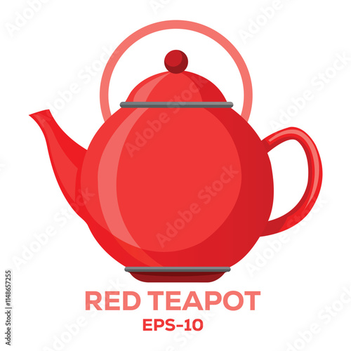 Illustration of Red Teapot Isolated on white