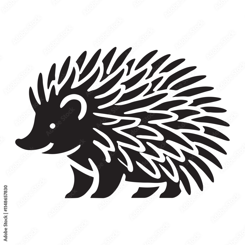 Obraz premium Minimalistic hedgehog silhouette for digital and print uses - Hedgehog illustration - minimallest hedgehog vector 