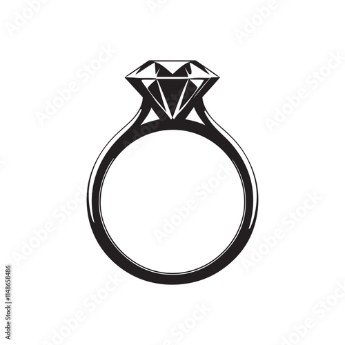 Engagement Ring  silhouette vector art black color design and solid white background 