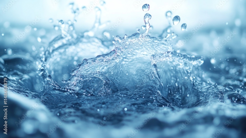 Close-up of dynamic water splash with droplets. Close-up of dynamic water splash with droplets.