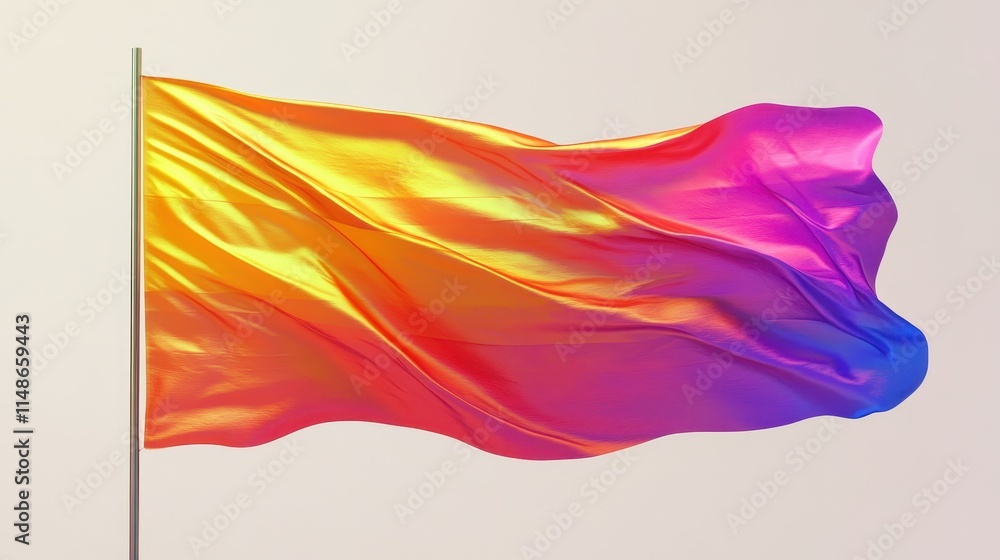 Vibrant Gradient Flag with Flowing Fabric Texture Vibrant Gradient Flag with Flowing Fabric Texture