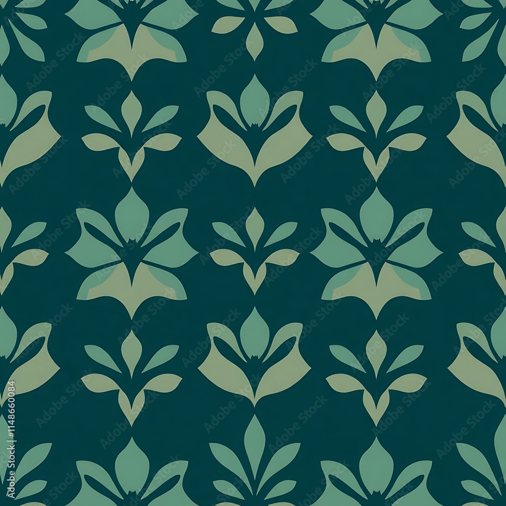 Seamless Teal Floral Pattern Seamless Teal Floral Pattern